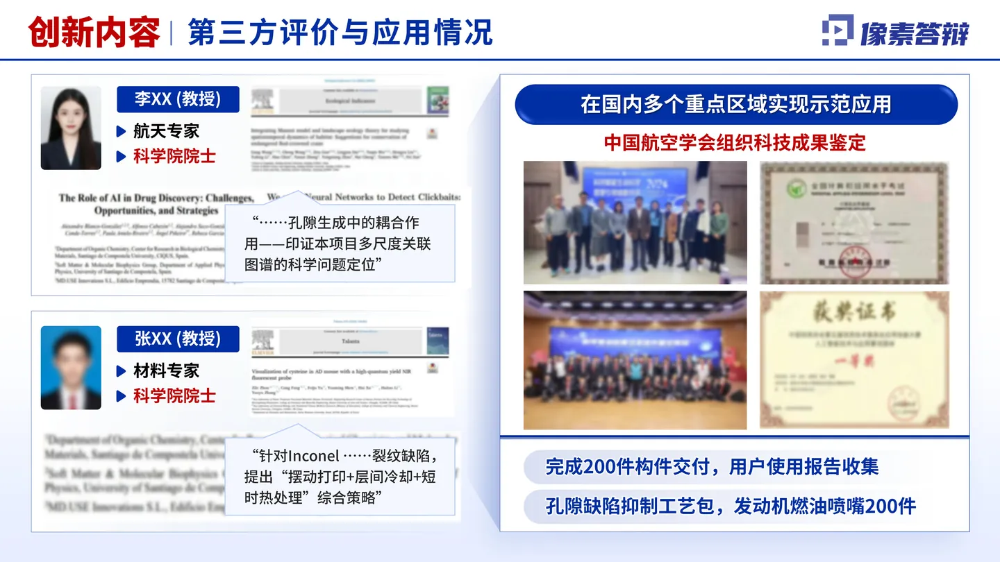中国航空学会科学技术奖答辩PPT模板(增材制造)工程验证与行业应用页面参考
