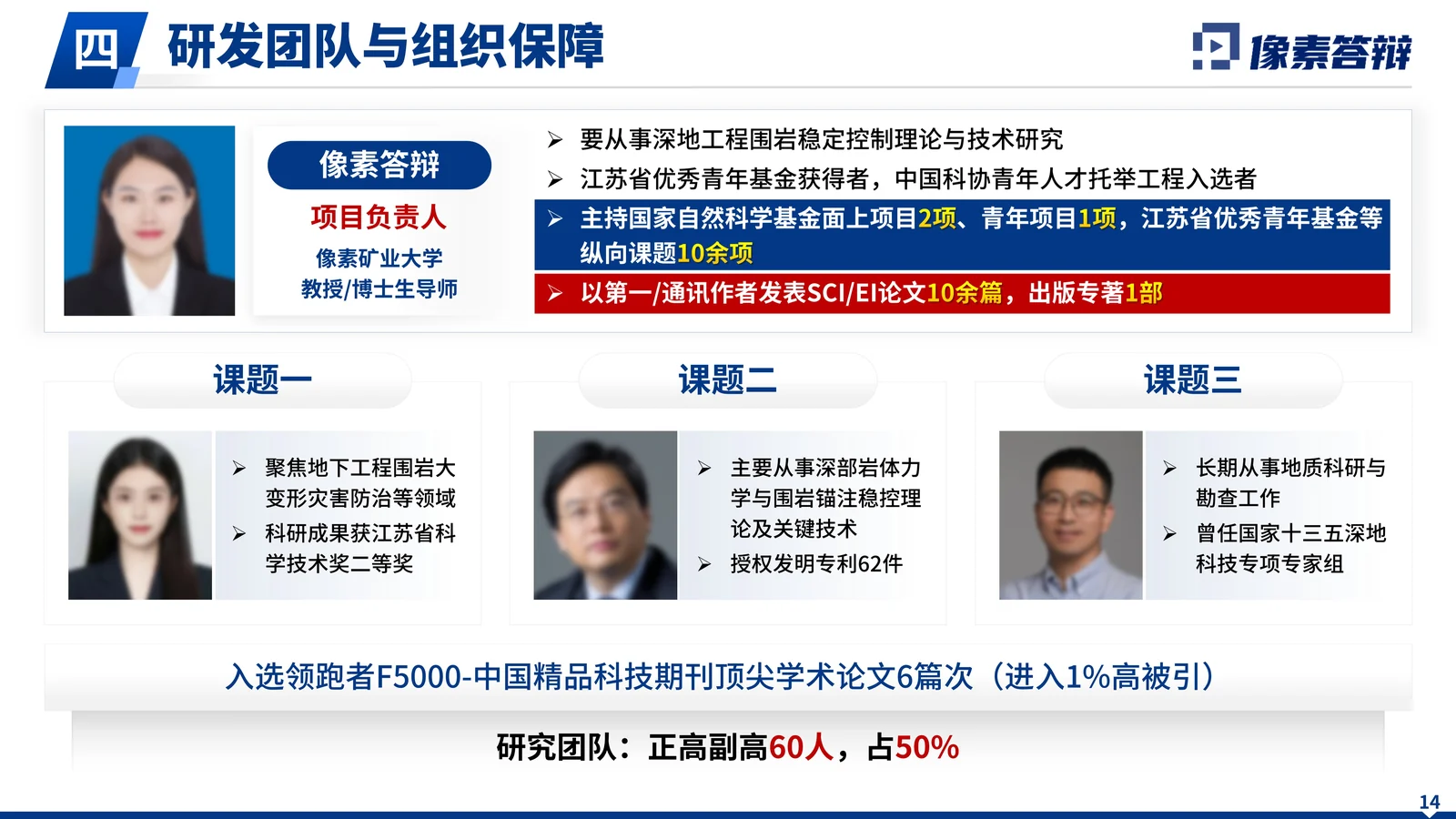 国家科技重大专项深部采场围岩答辩PPT关键技术与创新点页参考