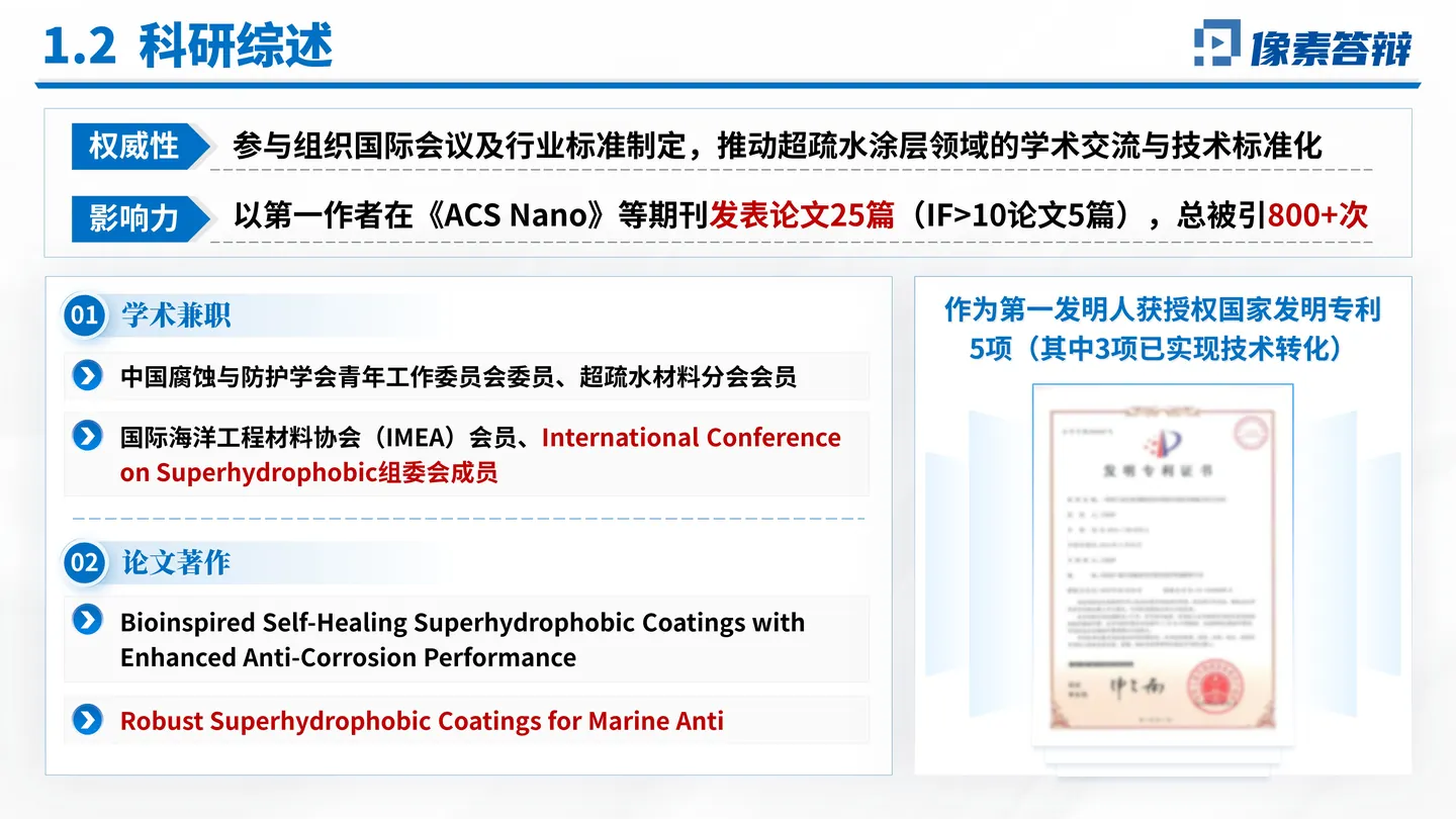 青年科学基金项目（B类）答辩PPT模板（超疏水涂层）研究基础与方向形成